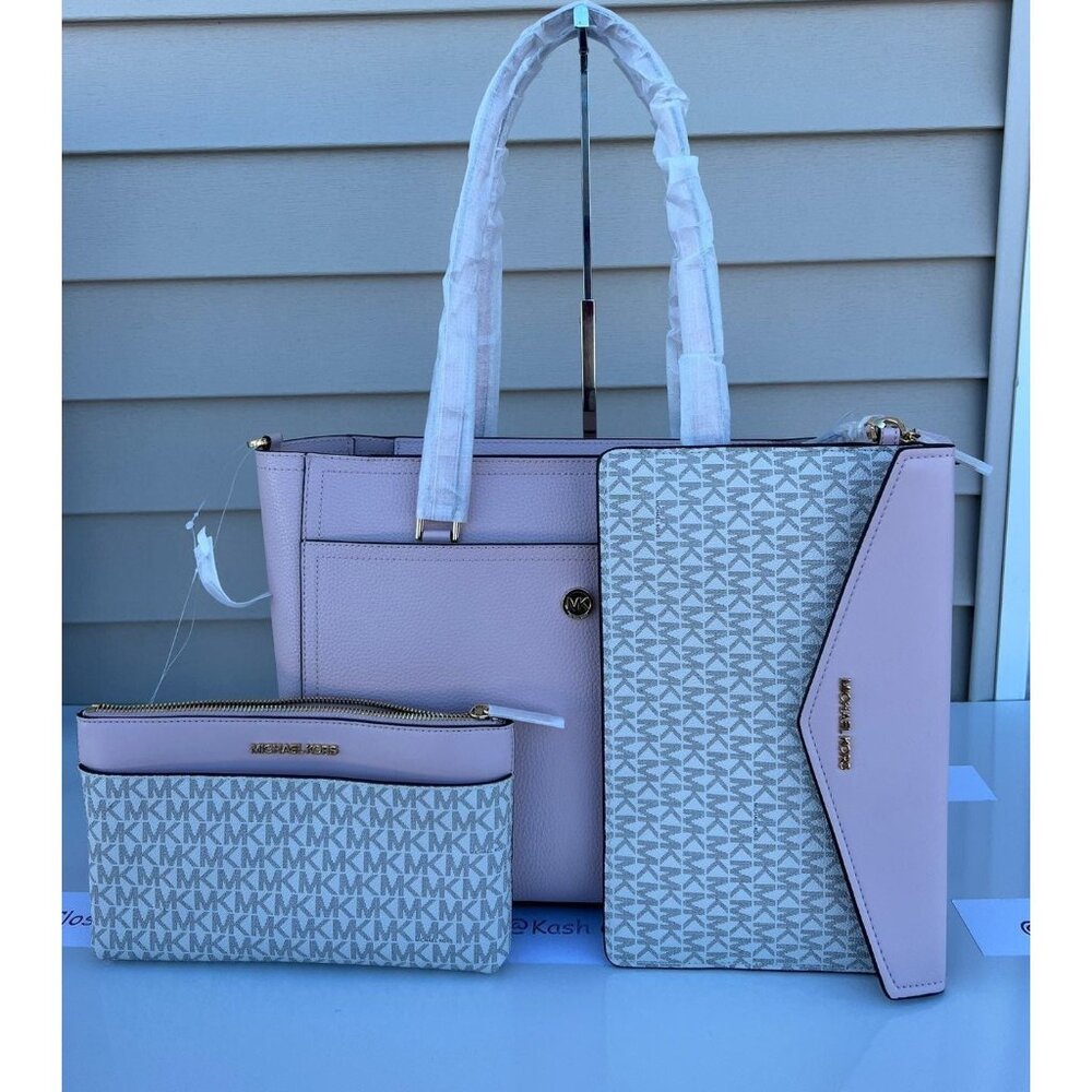 Michael Kors tote maisie 3 in 1 large bag clutch & crossbody Powder Blush